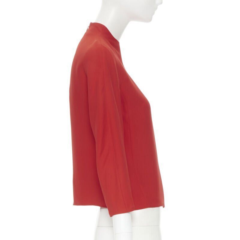 Ralph Lauren RALPH LAUREN red viscose crepe silk lined mock neck 3/4 sleeve top US0 XS Size XS / US 0-2 / IT 36-38 - 4 Thumbnail