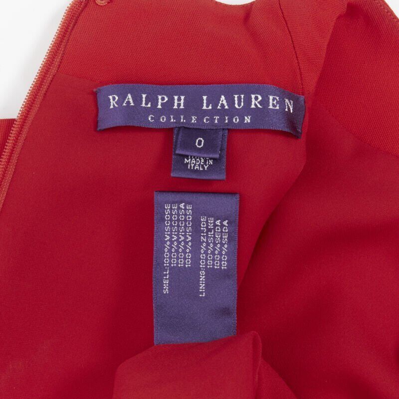 Ralph Lauren RALPH LAUREN red viscose crepe silk lined mock neck 3/4 sleeve top US0 XS Size XS / US 0-2 / IT 36-38 - 11 Thumbnail