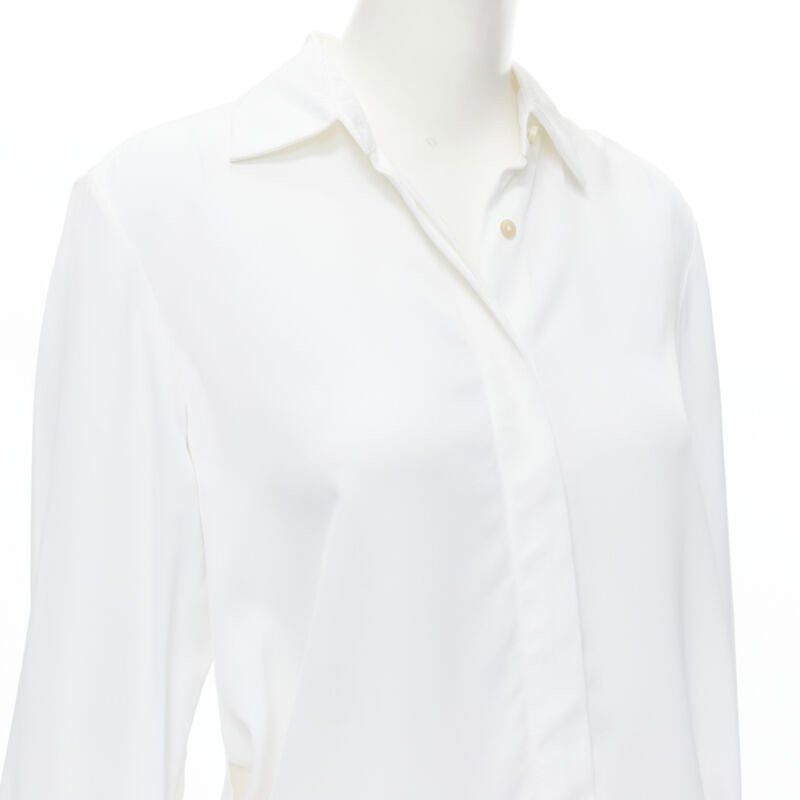 Rosetta Getty ROSETTA GETTY white viscose long sleeve high low train hem shirt top US2 XS Size S / US 4 / IT 40 - 7 Thumbnail