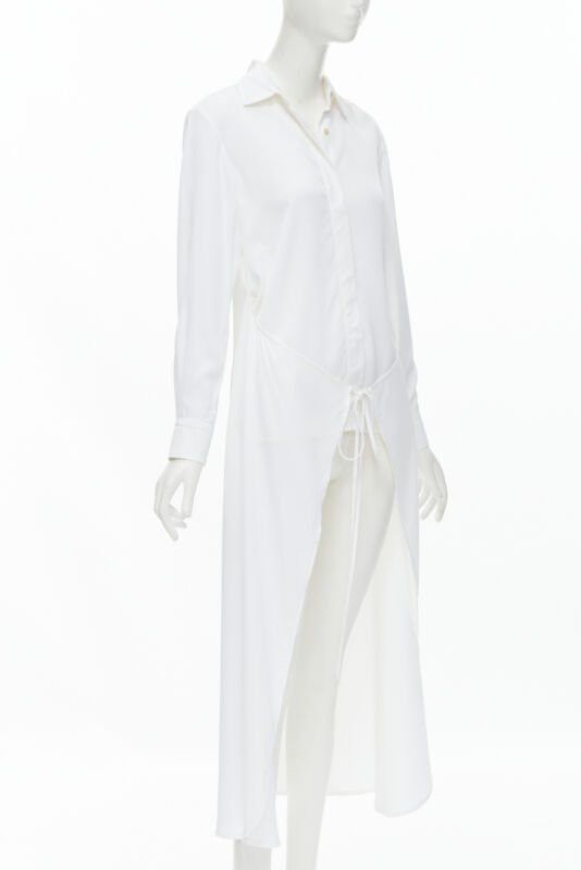 Rosetta Getty ROSETTA GETTY white viscose long sleeve high low train hem shirt top US2 XS Size S / US 4 / IT 40 - 3 Thumbnail