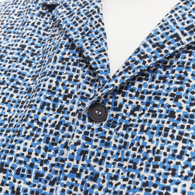 Bottega Veneta BOTTEGA VENETA blue speckle print camp collar short sleeve boxy cotton shirt S Size M / US 6-8 / IT 42-44 - 6 Thumbnail