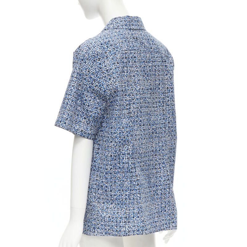 Bottega Veneta BOTTEGA VENETA blue speckle print camp collar short sleeve boxy cotton shirt S Size M / US 6-8 / IT 42-44 - 5 Thumbnail