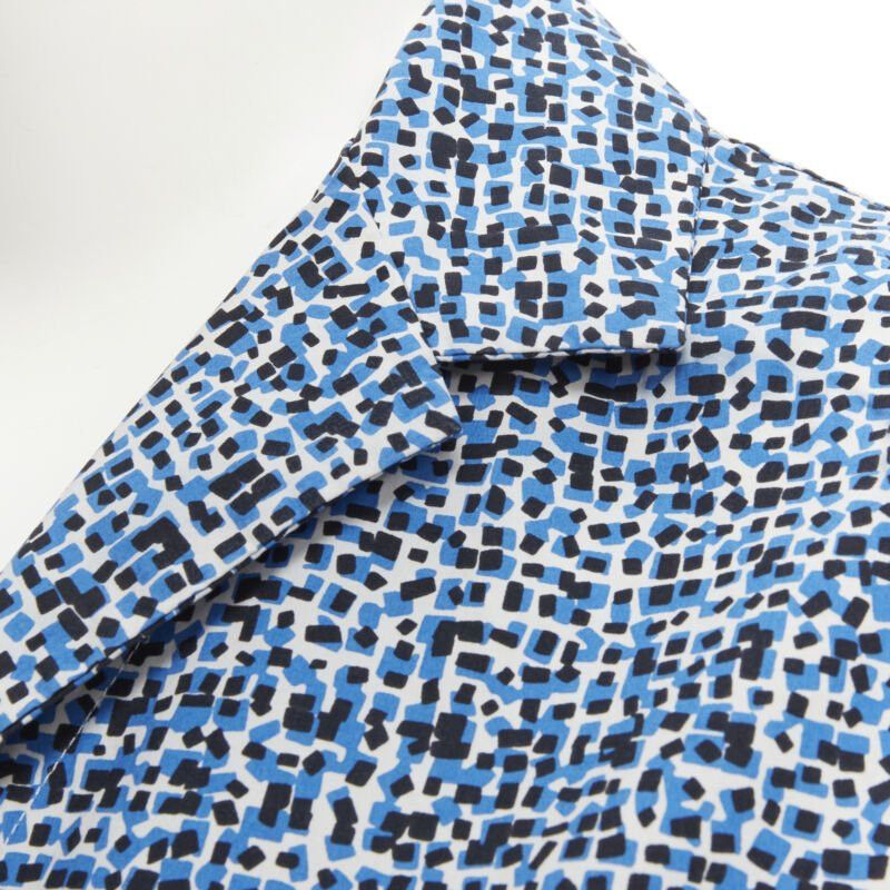 Bottega Veneta BOTTEGA VENETA blue speckle print camp collar short sleeve boxy cotton shirt S Size M / US 6-8 / IT 42-44 - 7 Thumbnail