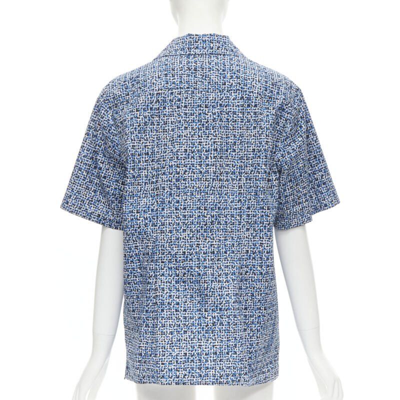 Bottega Veneta BOTTEGA VENETA blue speckle print camp collar short sleeve boxy cotton shirt S Size M / US 6-8 / IT 42-44 - 4 Thumbnail