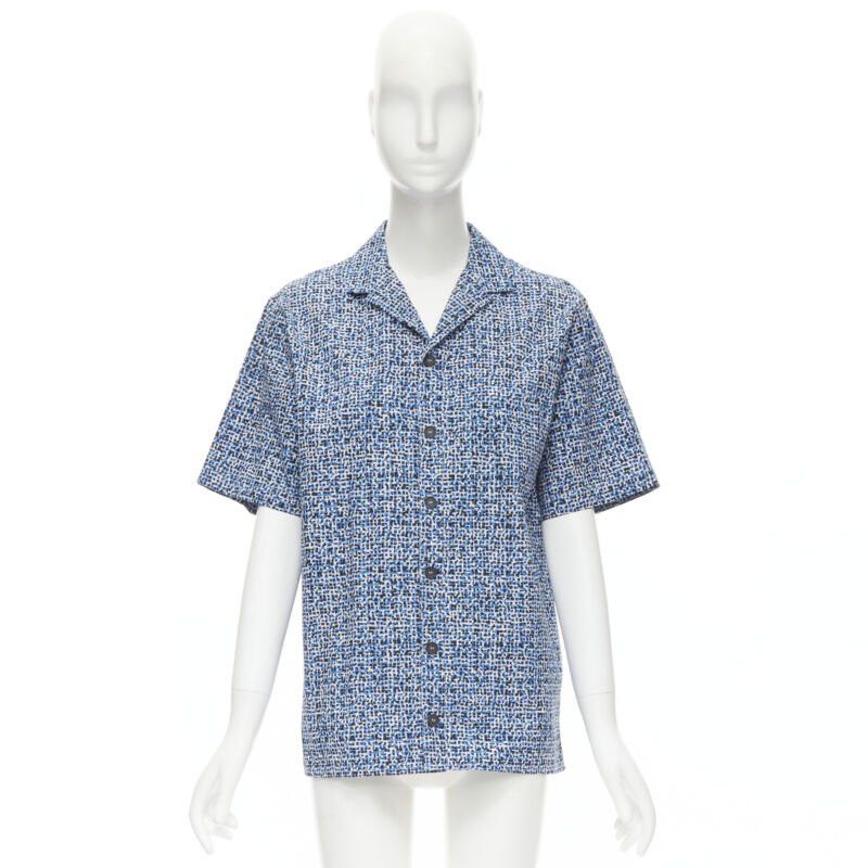Bottega Veneta BOTTEGA VENETA blue speckle print camp collar short sleeve boxy cotton shirt S Size M / US 6-8 / IT 42-44 - 12 Thumbnail
