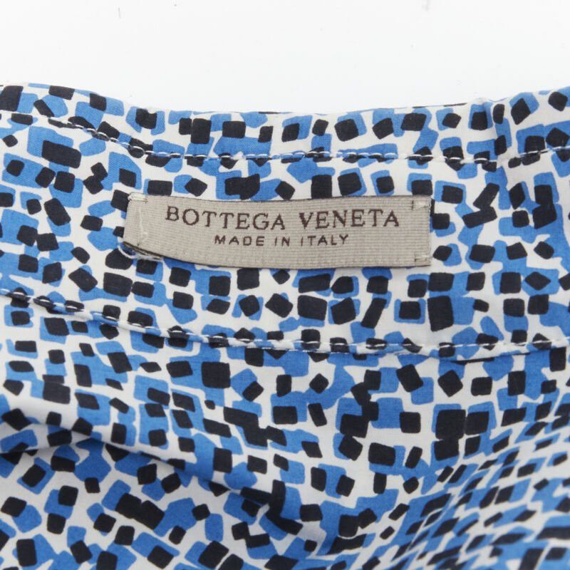 Bottega Veneta BOTTEGA VENETA blue speckle print camp collar short sleeve boxy cotton shirt S Size M / US 6-8 / IT 42-44 - 11 Thumbnail