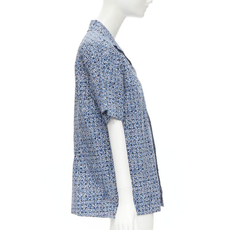 Bottega Veneta BOTTEGA VENETA blue speckle print camp collar short sleeve boxy cotton shirt S Size M / US 6-8 / IT 42-44 - 3 Thumbnail