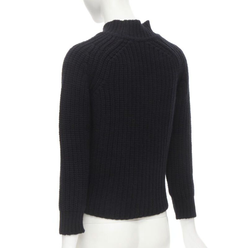 Maison Kitsune MAISON KITSUNE black 100% lambs wool chunky knit high neck sweater S Size S / US 4 / IT 40 - 5 Thumbnail