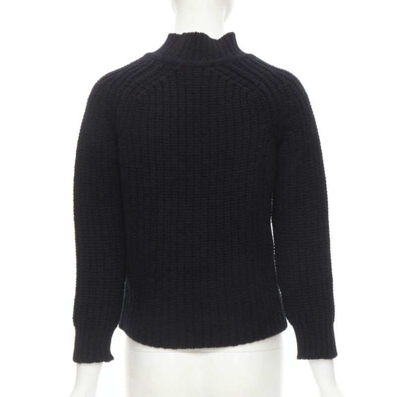 Maison Kitsune MAISON KITSUNE black 100% lambs wool chunky knit high neck sweater S Size S / US 4 / IT 40 - 6 Thumbnail