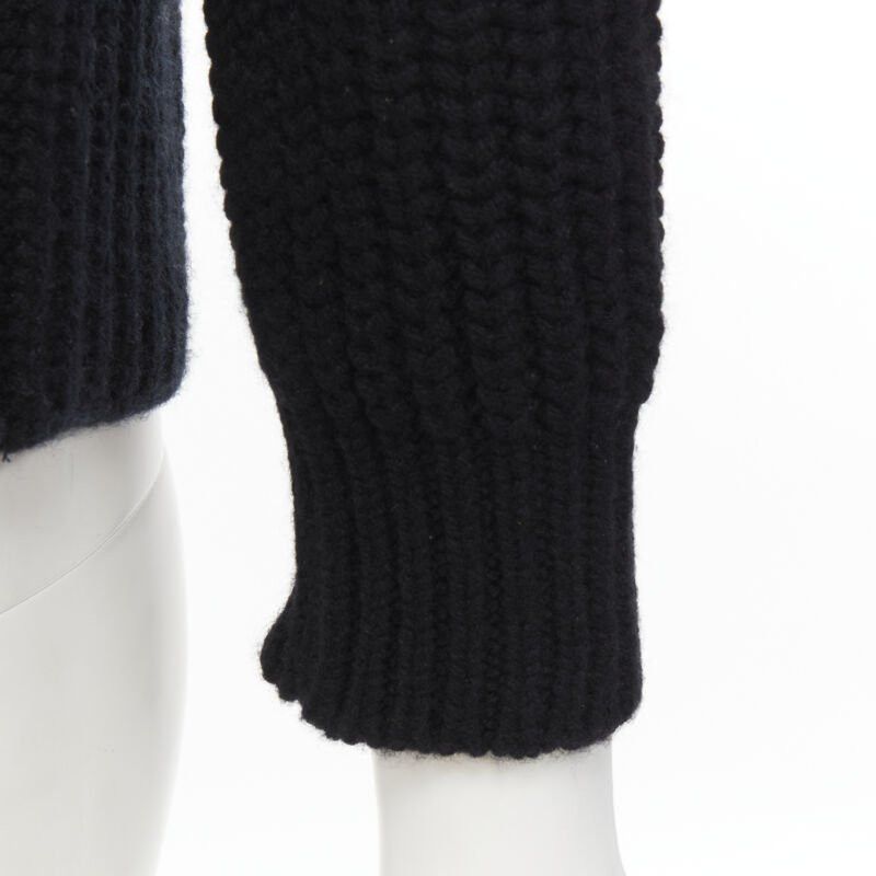 Maison Kitsune MAISON KITSUNE black 100% lambs wool chunky knit high neck sweater S Size S / US 4 / IT 40 - 8 Thumbnail