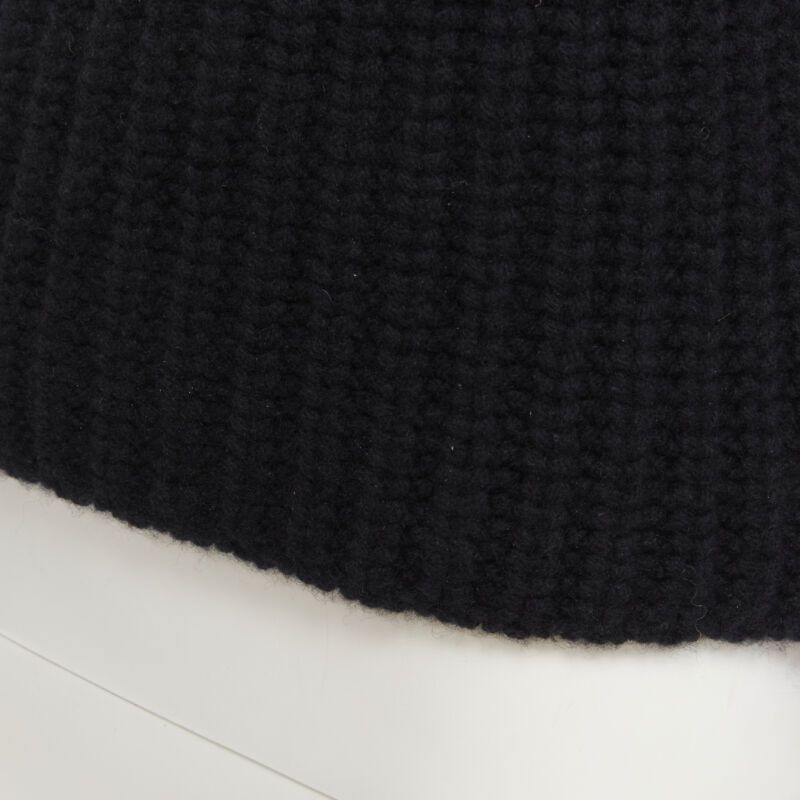 Maison Kitsune MAISON KITSUNE black 100% lambs wool chunky knit high neck sweater S Size S / US 4 / IT 40 - 12 Thumbnail