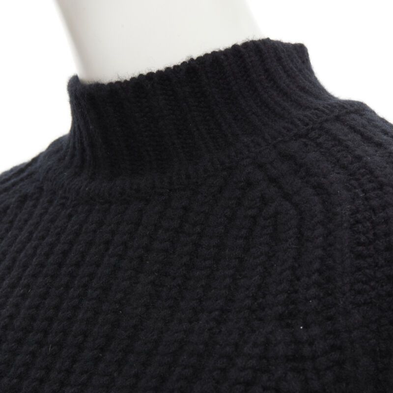 Maison Kitsune MAISON KITSUNE black 100% lambs wool chunky knit high neck sweater S Size S / US 4 / IT 40 - 2 Thumbnail