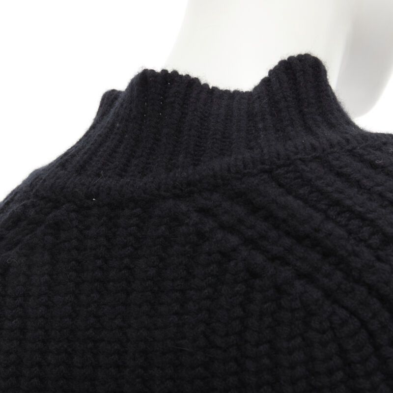 Maison Kitsune MAISON KITSUNE black 100% lambs wool chunky knit high neck sweater S Size S / US 4 / IT 40 - 9 Thumbnail