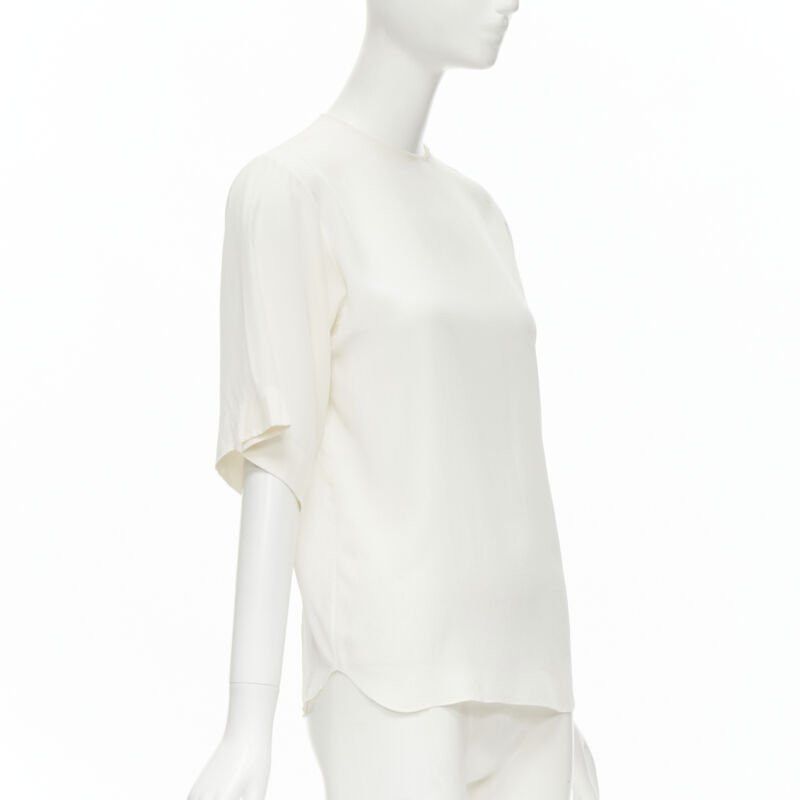 Chloe CHLOE 100% silk milk white split open back short sleeve top FR34 XS Size XS / US 0-2 / IT 36-38 - 3 Thumbnail