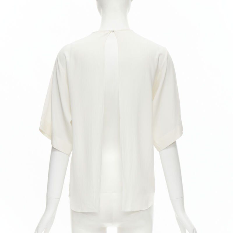 Chloe CHLOE 100% silk milk white split open back short sleeve top FR34 XS Size XS / US 0-2 / IT 36-38 - 5 Thumbnail