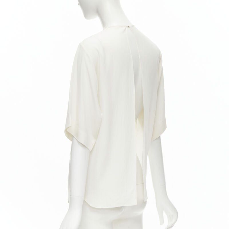 Chloe CHLOE 100% silk milk white split open back short sleeve top FR34 XS Size XS / US 0-2 / IT 36-38 - 6 Thumbnail