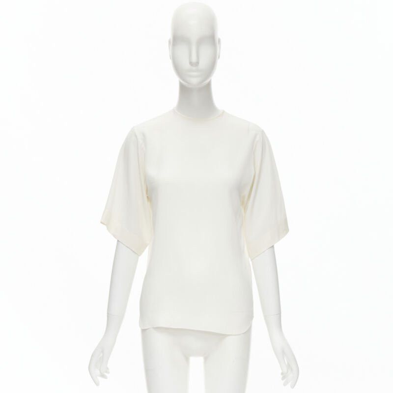 Chloe CHLOE 100% silk milk white split open back short sleeve top FR34 XS Size XS / US 0-2 / IT 36-38 - 12 Thumbnail