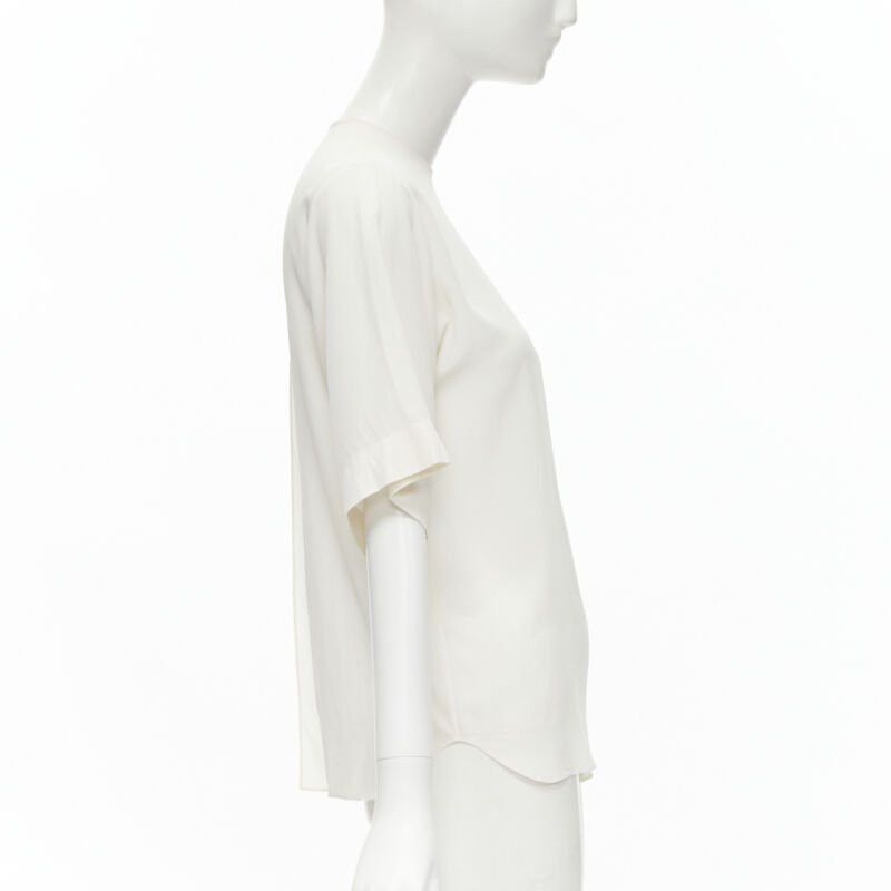 Chloe CHLOE 100% silk milk white split open back short sleeve top FR34 XS Size XS / US 0-2 / IT 36-38 - 4 Thumbnail