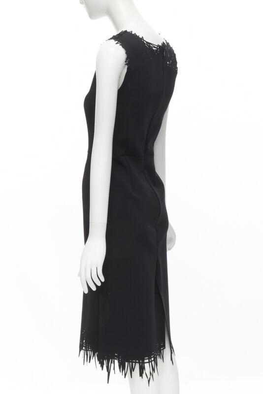 Oscar De La Renta OSCAR DE LA RENTA laser cut scribble cut out scuba sheath pencil dress S Size S / US 4 / IT 40 - 6 Thumbnail