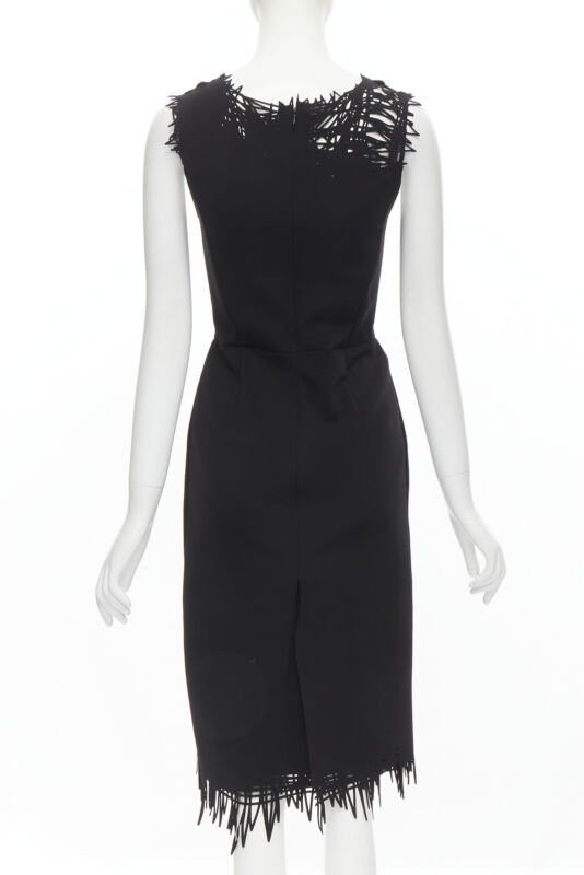 Oscar De La Renta OSCAR DE LA RENTA laser cut scribble cut out scuba sheath pencil dress S Size S / US 4 / IT 40 - 5 Thumbnail