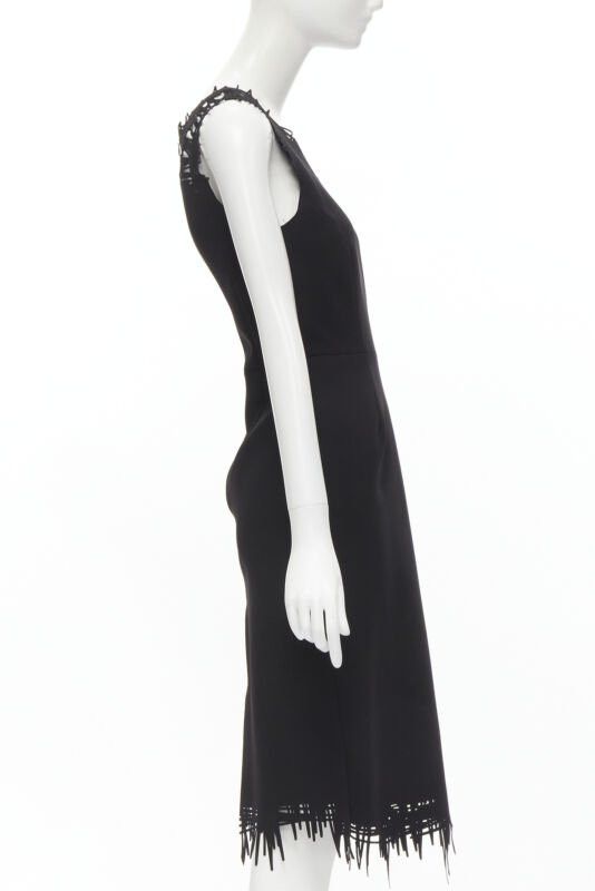 Oscar De La Renta OSCAR DE LA RENTA laser cut scribble cut out scuba sheath pencil dress S Size S / US 4 / IT 40 - 4 Thumbnail