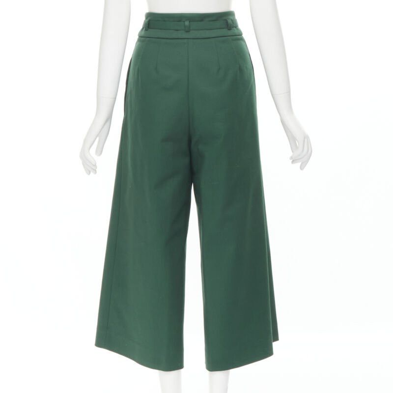 Rochas ROCHAS dark green cotton blend flared back vest wide leg pants FR38 S Size 27" / US 4 / IT 40 - 9 Thumbnail