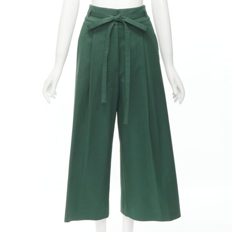 Rochas ROCHAS dark green cotton blend flared back vest wide leg pants FR38 S Size 27" / US 4 / IT 40 - 8 Thumbnail
