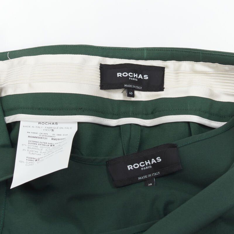 Rochas ROCHAS dark green cotton blend flared back vest wide leg pants FR38 S Size 27" / US 4 / IT 40 - 12 Thumbnail