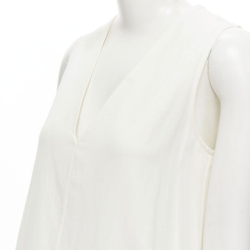 CO CO Collection white linen cotton sleeveless V-neck A-line flared maxi dress XS Size XS / US 0-2 / IT 36-38 - 2 Thumbnail