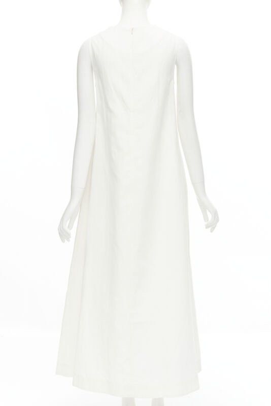 CO CO Collection white linen cotton sleeveless V-neck A-line flared maxi dress XS Size XS / US 0-2 / IT 36-38 - 5 Thumbnail