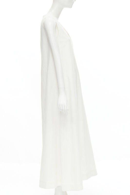CO CO Collection white linen cotton sleeveless V-neck A-line flared maxi dress XS Size XS / US 0-2 / IT 36-38 - 4 Thumbnail