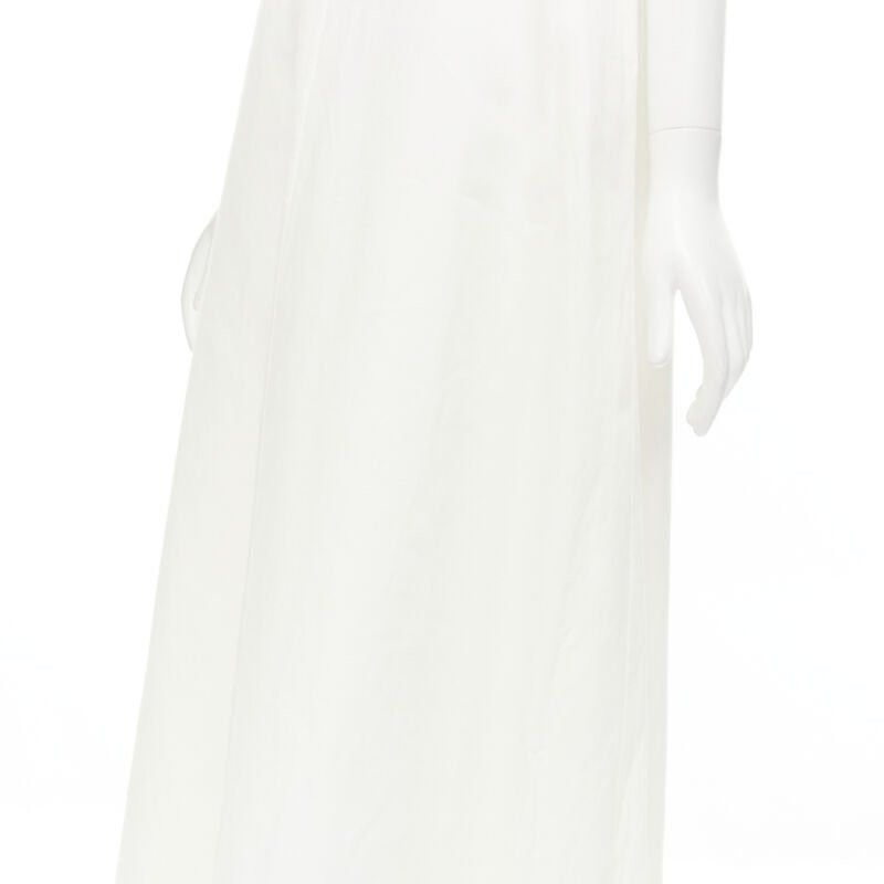 CO CO Collection white linen cotton sleeveless V-neck A-line flared maxi dress XS Size XS / US 0-2 / IT 36-38 - 7 Thumbnail