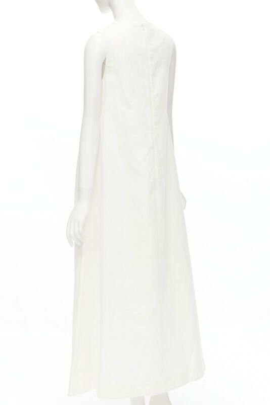 CO CO Collection white linen cotton sleeveless V-neck A-line flared maxi dress XS Size XS / US 0-2 / IT 36-38 - 6 Thumbnail