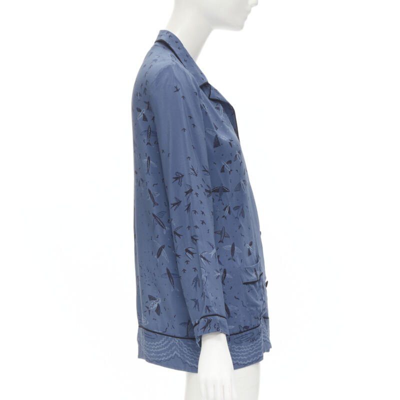 Valentino VALENTINO 100% silk 2017 Garden of Early Delights Corpora silk blue shirt S Size S / US 4 / IT 40 - 4 Thumbnail