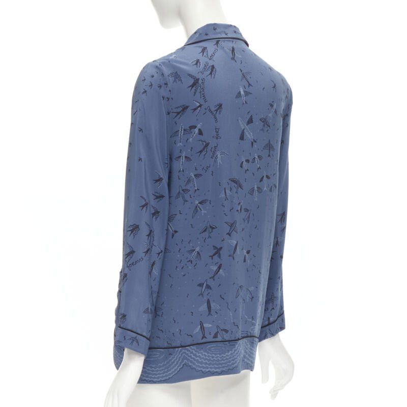 Valentino VALENTINO 100% silk 2017 Garden of Early Delights Corpora silk blue shirt S Size S / US 4 / IT 40 - 6 Thumbnail