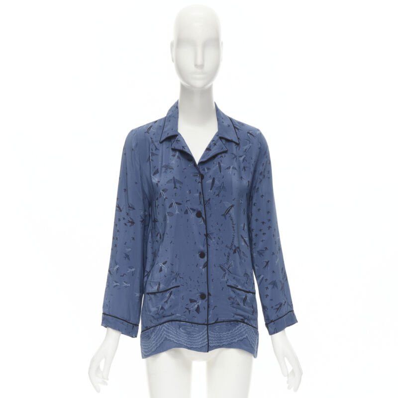 Valentino VALENTINO 100% silk 2017 Garden of Early Delights Corpora silk blue shirt S Size S / US 4 / IT 40 - 10 Thumbnail