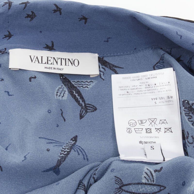 Valentino VALENTINO 100% silk 2017 Garden of Early Delights Corpora silk blue shirt S Size S / US 4 / IT 40 - 9 Thumbnail