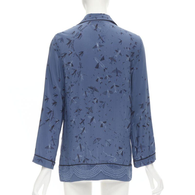 Valentino VALENTINO 100% silk 2017 Garden of Early Delights Corpora silk blue shirt S Size S / US 4 / IT 40 - 5 Thumbnail