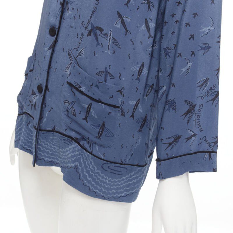 Valentino VALENTINO 100% silk 2017 Garden of Early Delights Corpora silk blue shirt S Size S / US 4 / IT 40 - 7 Thumbnail
