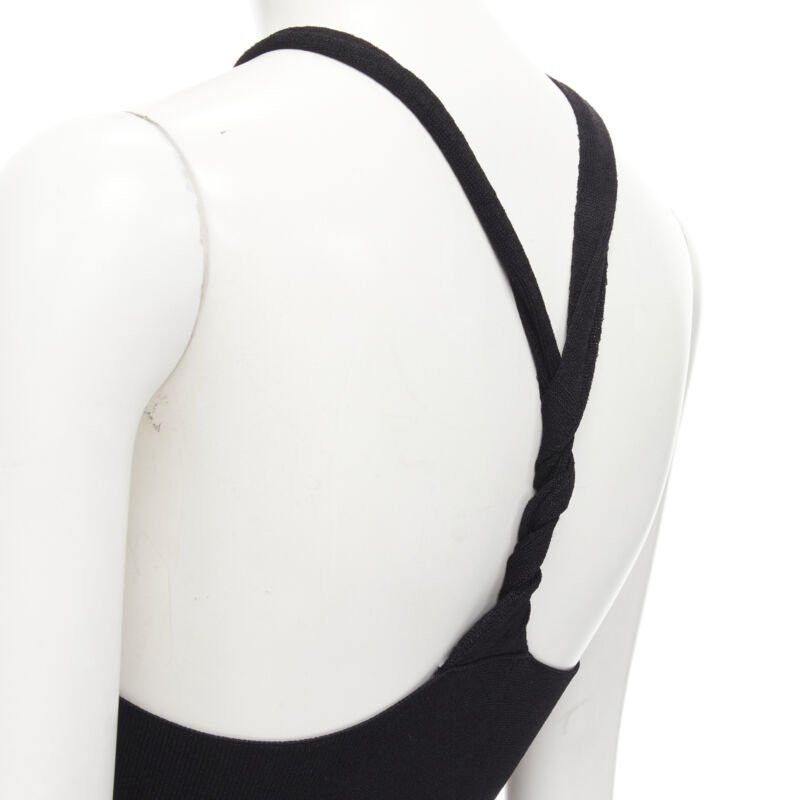 Nanushka NANUSHKA black twist V strap cut out under bust knitted woven stretch top S Size S / US 4 / IT 40 - 7 Thumbnail