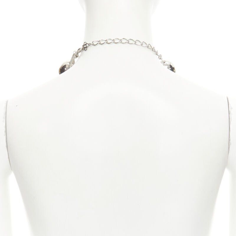 Oscar De La Renta OSCAR DE LA RENTA Bold Beaded single strand silver XL ball statement necklace Size ONE SIZE - 4 Thumbnail