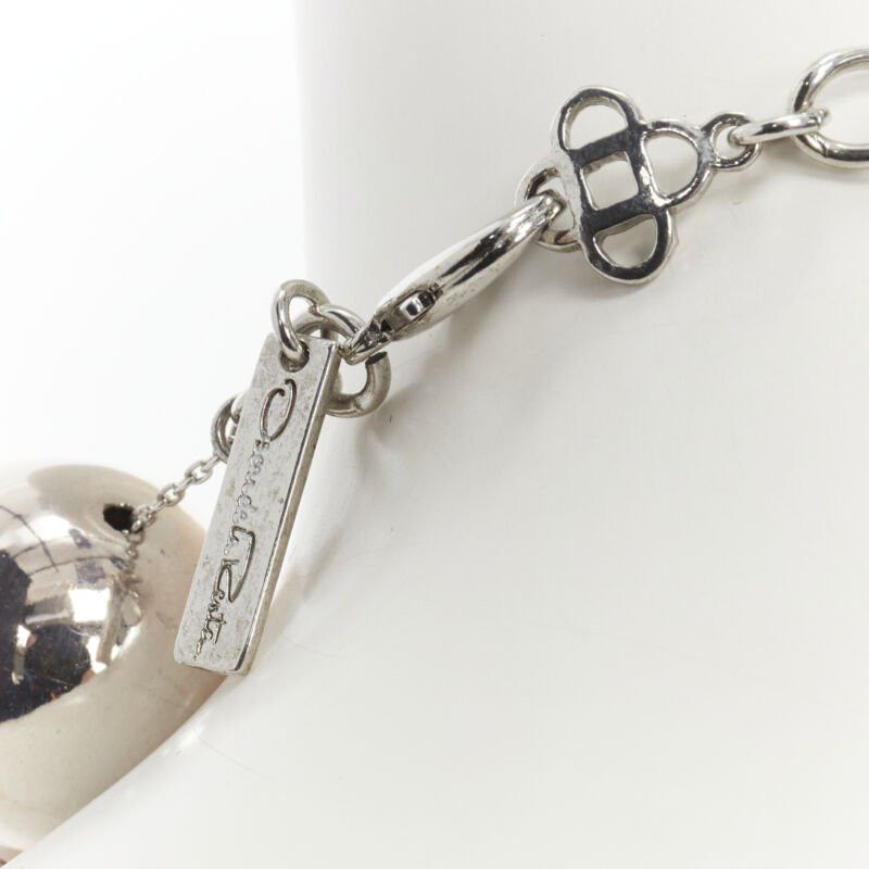 Oscar De La Renta OSCAR DE LA RENTA Bold Beaded single strand silver XL ball statement necklace Size ONE SIZE - 6 Thumbnail