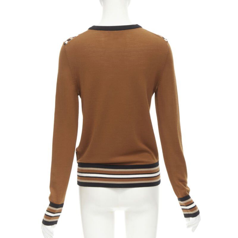 Michael Kors MICHAEL KORS COLLECTION brown merino wool cube print silk panel swaeter XS Size XS / US 0-2 / IT 36-38 - 4 Thumbnail