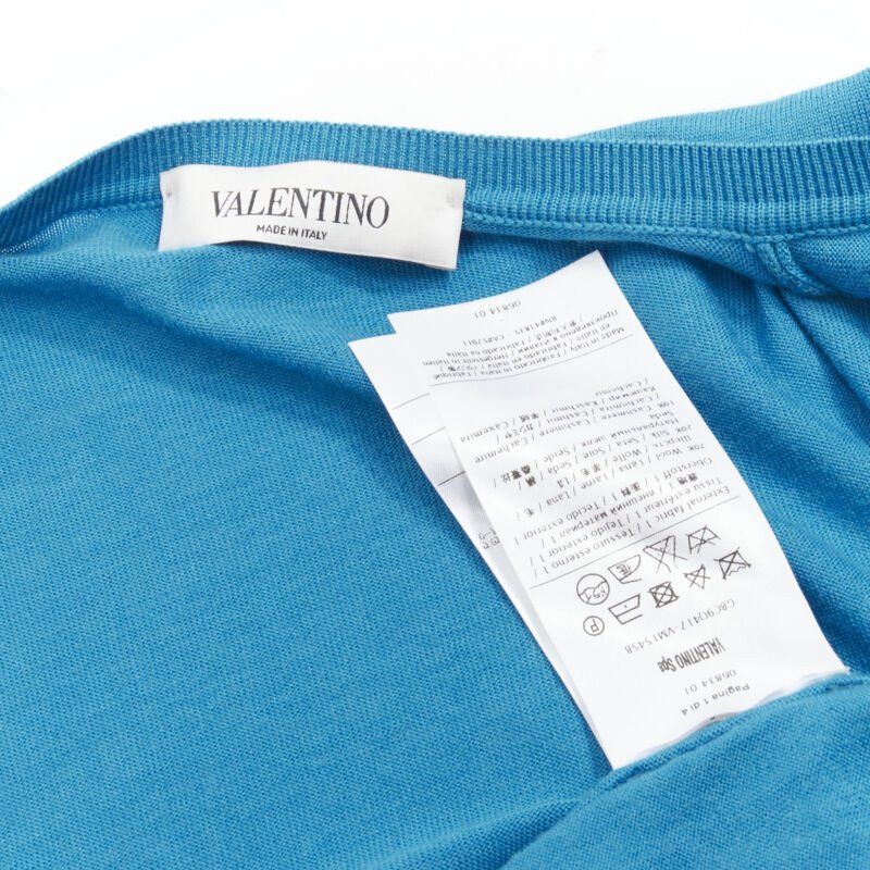 Valentino VALENTINO blue floral lace front wool silk cashmere cardigan sweater S Size S / US 4 / IT 40 - 8 Thumbnail