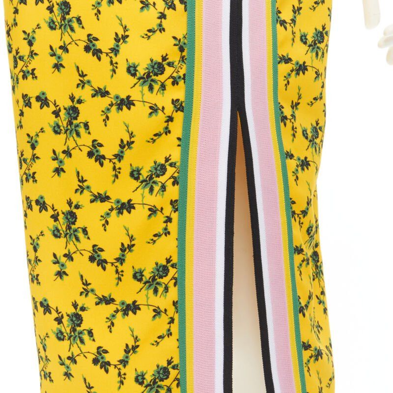 No. 21 NO 21 yellow green leaf print contrast pink band pencil skirt IT38 XS Size 26" / US 2 / IT 38 - 7 Thumbnail