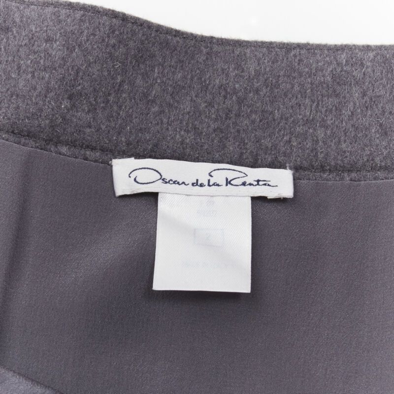 Oscar De La Renta OSCAR DE LA RENTA grey wool double layered hem pencil skirt US2 XS Size 26" / US 2 / IT 38 - 8 Thumbnail