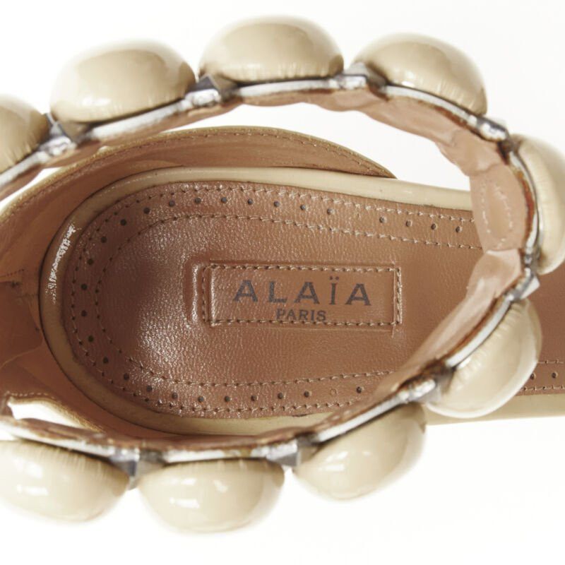 Alaia ALAIA La Bombe ball embellished studded nude patent high heel sandal EU37.5 Size US 7.5 / IT 37.5 - 10 Thumbnail