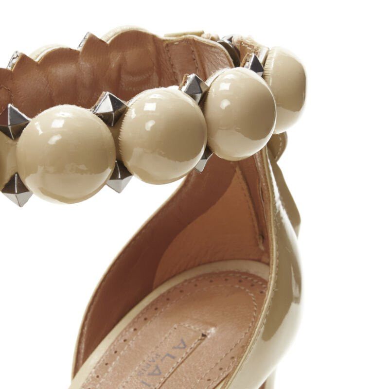 Alaia ALAIA La Bombe ball embellished studded nude patent high heel sandal EU37.5 Size US 7.5 / IT 37.5 - 2 Thumbnail