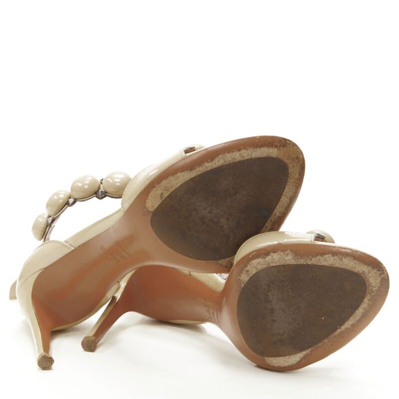 Alaia ALAIA La Bombe ball embellished studded nude patent high heel sandal EU37.5 Size US 7.5 / IT 37.5 - 12 Thumbnail