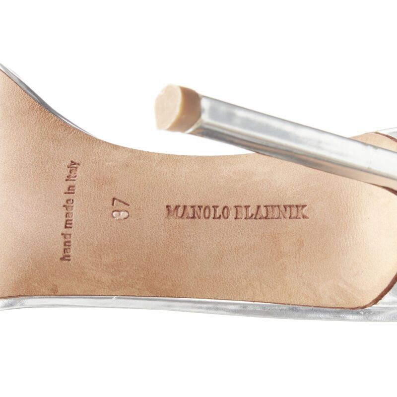 Manolo Blahnik MANOLO BLAHNIK silver chunky chain lock ankle strap high heel sandal EU37 US7 Size US 7 / IT 37 - 11 Thumbnail